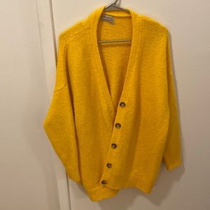 Oversized yellow cardigan